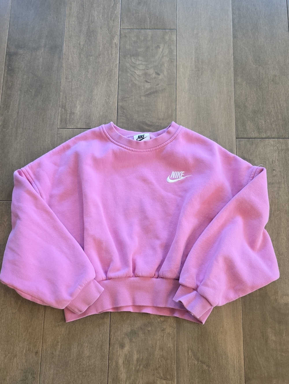 Nike Women's Light Pink Cropped Sweatshirt with White Logo